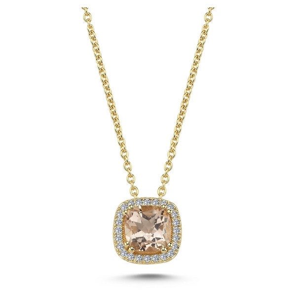 Grace vedhæng i 14 kt guld med morganit og 0,12 ct diamanter – Nuran